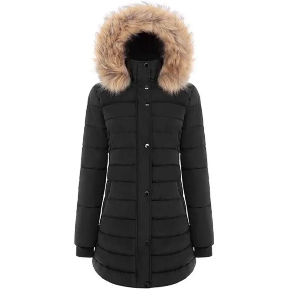 Women's Winter Quilted Puffer Long Coat Jacket - Picture 6 of 6
